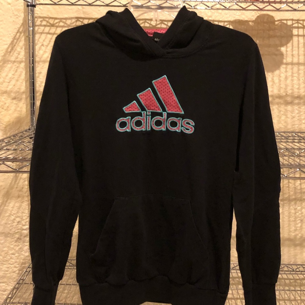 Girls Adidas Black faded Hooded Sweatshirt L-14